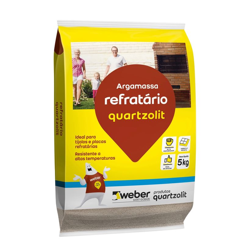 21716 - Argamassa Refratário Interno e Externo Cinza 5Kg - QUARTZOLIT