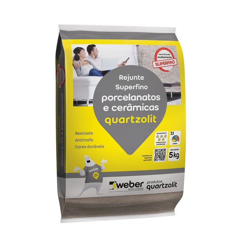 27734 - Rejunte para Porcelanatos Cinza Platina 5Kg - QUARTZOLIT