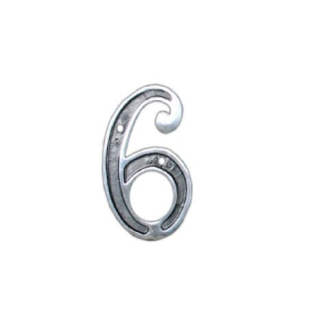 22808 - Número Residencial "6" Prata Colonial 12cm com Parafusos - METALMIG