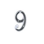 22811 - Número Residencial "9" Prata Colonial 12cm com Parafusos - METALMIG