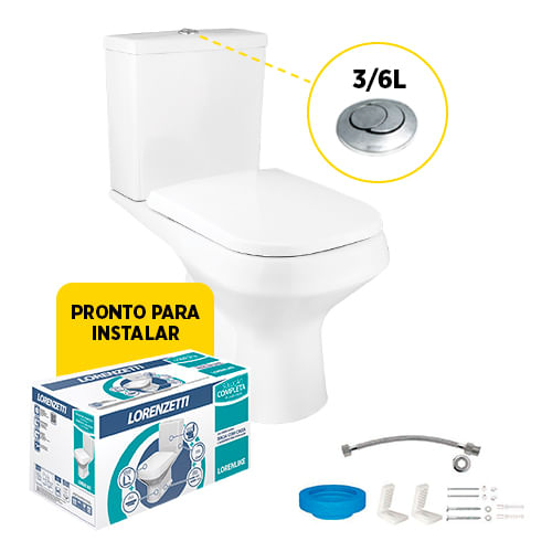 KitBaciacomCaixaAcoplada36LeAssentoAcessoriosparaInstalacaoLikeBrancoLORENZETTI