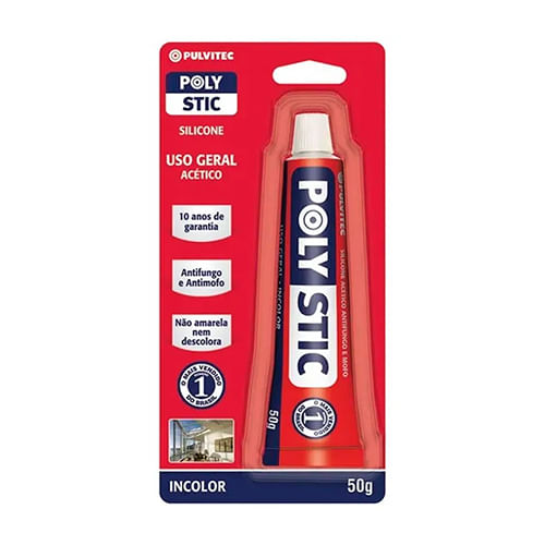 AdesivoSiliconeAceticoPolysticUsoGeralIncolor50gPULVITEC