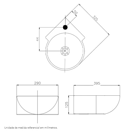 LavatorioSuspensoparaCantoemLoucaMBranco30x39x12cmINCEPA
