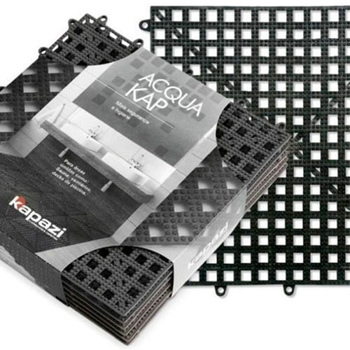 TapeteAcquaKapPisoModular30x30cmPretoKitcom6PecasKAPAZI