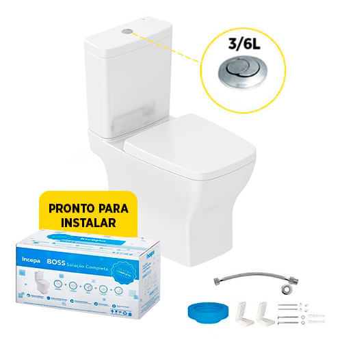 KitBaciacomCaixaAcoplada36LeAssentoAcessoriosparaInstalacaoBossBrancaINCEPA
