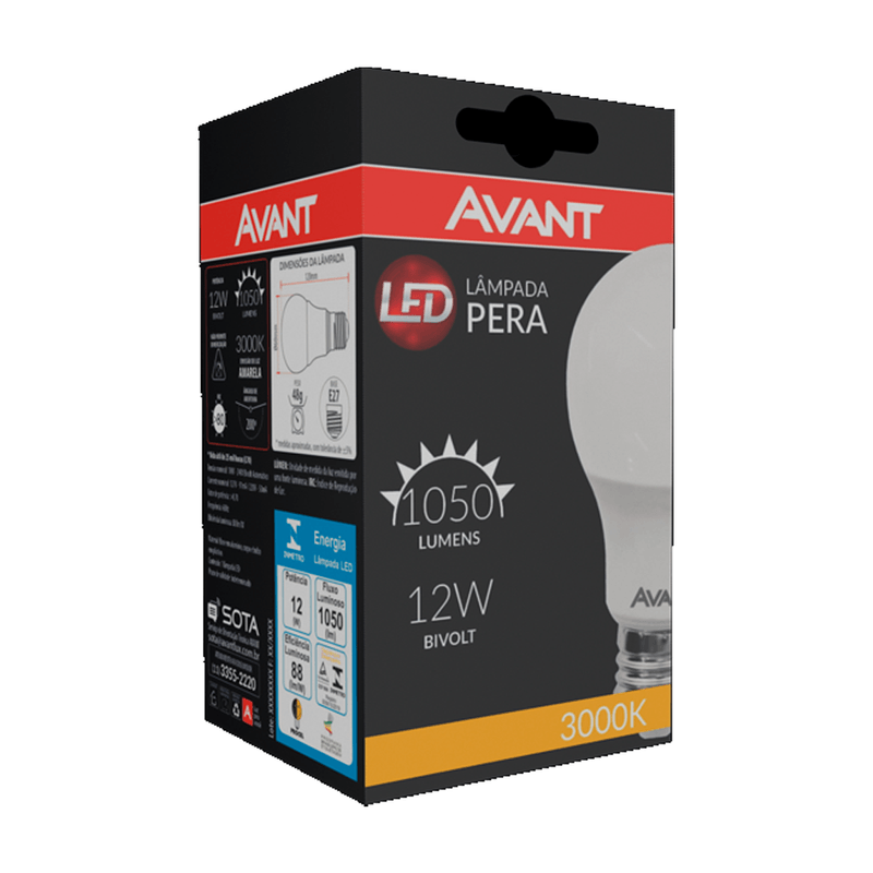 LampadaLEDAmarelade12W3000KA60BivoltAVANT