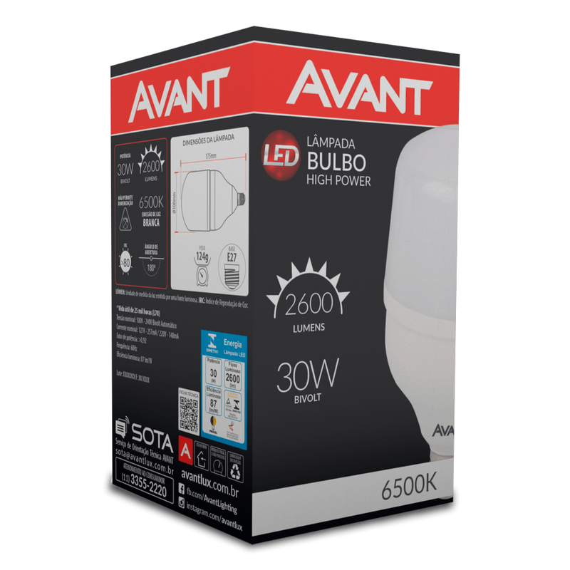 LampadaLEDBulboBrancade30W6500KBivoltAVANT