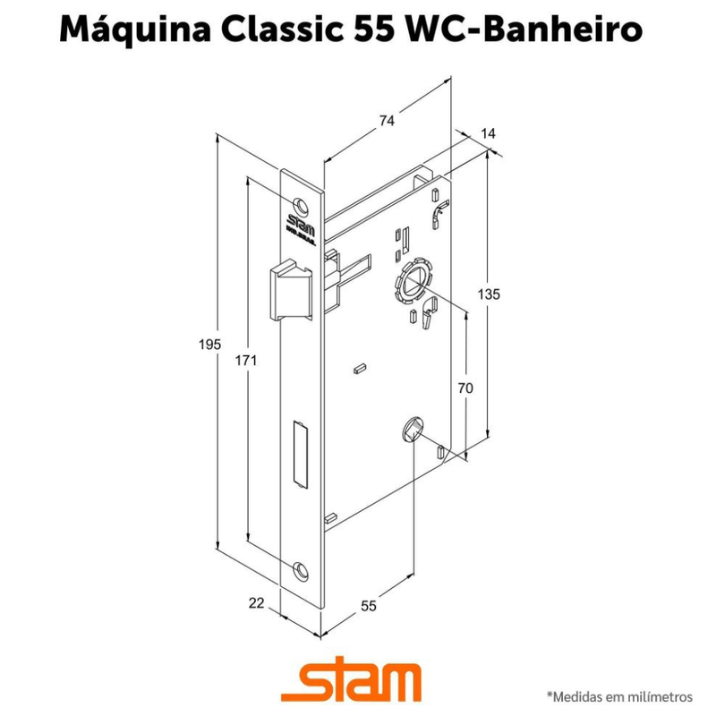 FechaduraClassic3200RosetaQuadradaCromadaBanheiroSTAM