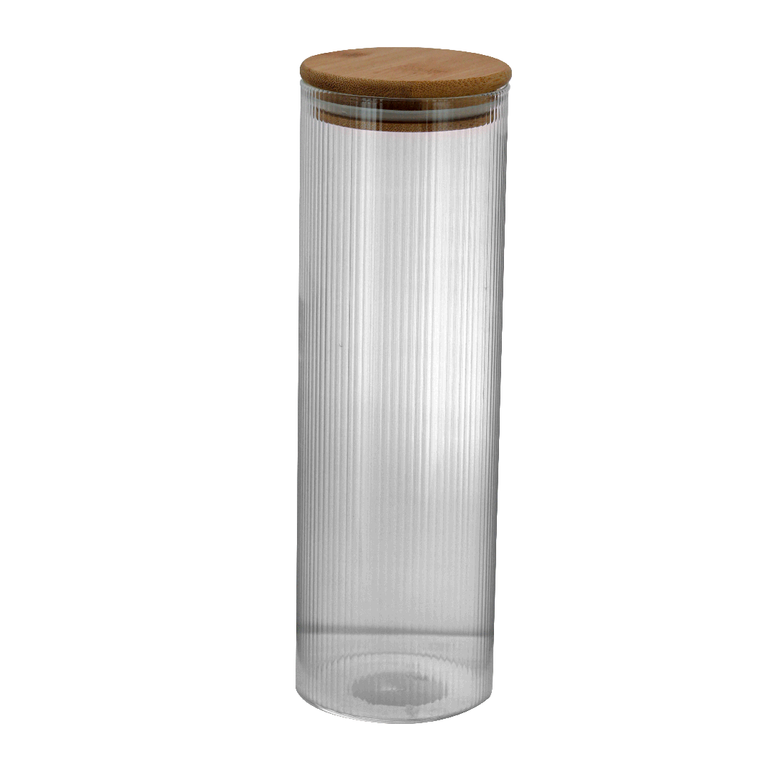 Pote Hermético Vidro Redondo Tampa Bambu 1L – YAZI